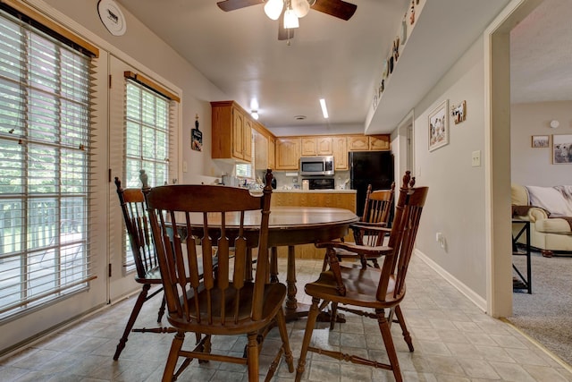 109 Quail Ridge Rd, Winchester, KY 40391 - dining space with ceiling fan and baseboards