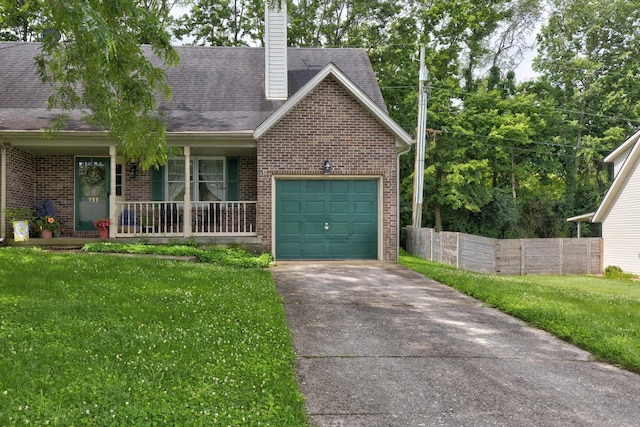 111 Quail Ridge Rd, Winchester, KY 40391 - view of front of home with brick siding, an attached garage, a porch, and concrete driveway