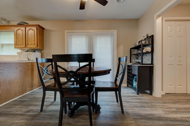 111 Quail Ridge Rd, Winchester, KY 40391 - dining room with ceiling fan and dark wood-type flooring