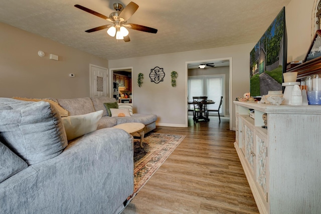 111 Quail Ridge Rd, Winchester, KY 40391 - living room with ceiling fan, light wood finished floors, and a textured ceiling