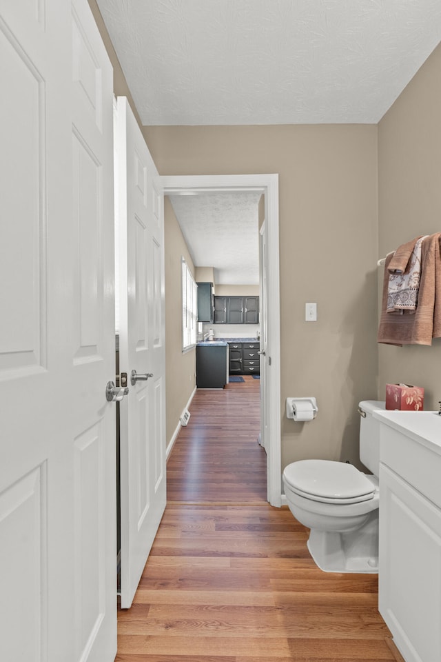3848 Mcgarry Dr, Lexington, KY 40514 - half bathroom with wood finished floors, vanity, and a textured ceiling