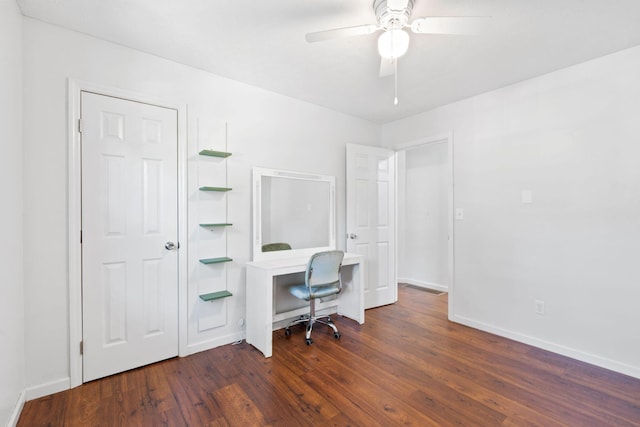 109 Creekstone Ct, Frankfort, KY 40601 - office area featuring dark wood-style floors and a ceiling fan