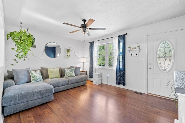 109 Creekstone Ct, Frankfort, KY 40601 - living room with a ceiling fan, wood finished floors, and a textured ceiling