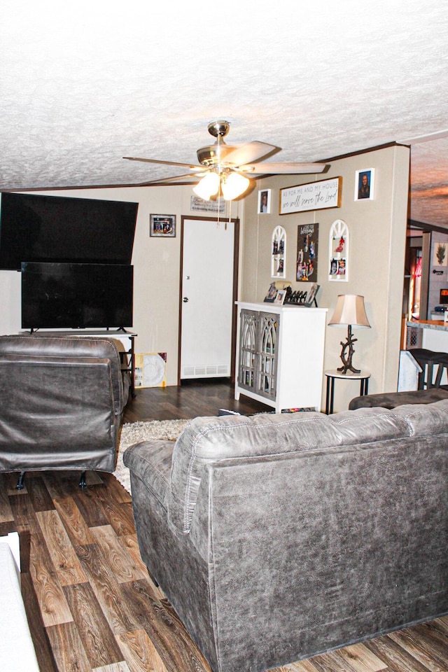 610 Freeman Branch Rd, East Bernstadt, KY 40729 - living area with a ceiling fan and wood finished floors