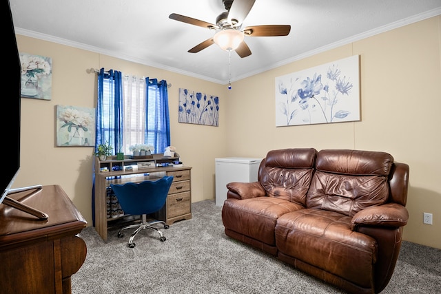 1809 Pine Top Rd, London, KY 40741 - carpeted office with ornamental molding and ceiling fan