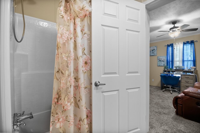 1809 Pine Top Rd, London, KY 40741 - full bathroom featuring ceiling fan and shower / tub combo