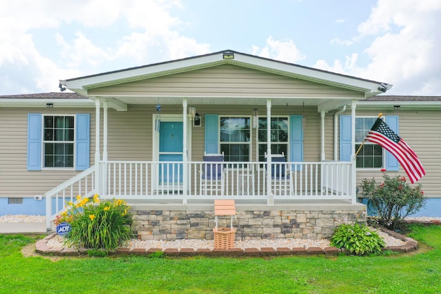 1809 Pine Top Rd, London, KY 40741 - view of front of property with covered porch, a front yard, and crawl space