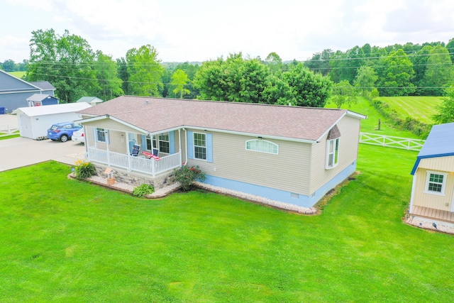 1809 Pine Top Rd, London, KY 40741 - view of front of house with crawl space, a porch, a shingled roof, and driveway