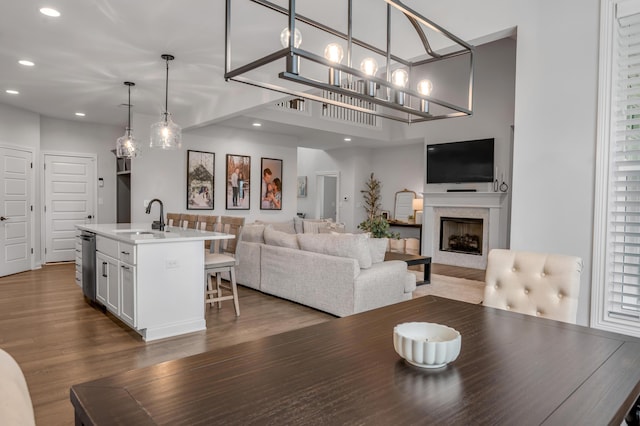 1912 Tidewater Flt, Lexington, KY 40509 - dining space featuring recessed lighting, a fireplace, and dark wood finished floors