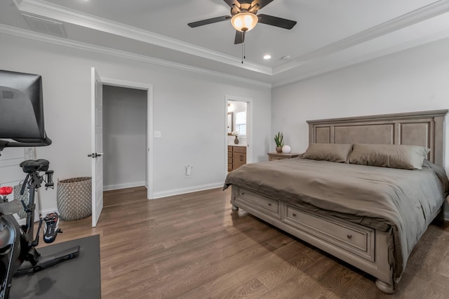 1912 Tidewater Flt, Lexington, KY 40509 - bedroom featuring wood finished floors, crown molding, a raised ceiling, recessed lighting, and ceiling fan