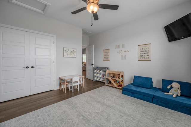 1912 Tidewater Flt, Lexington, KY 40509 - living area with wood finished floors, ceiling fan, and attic access