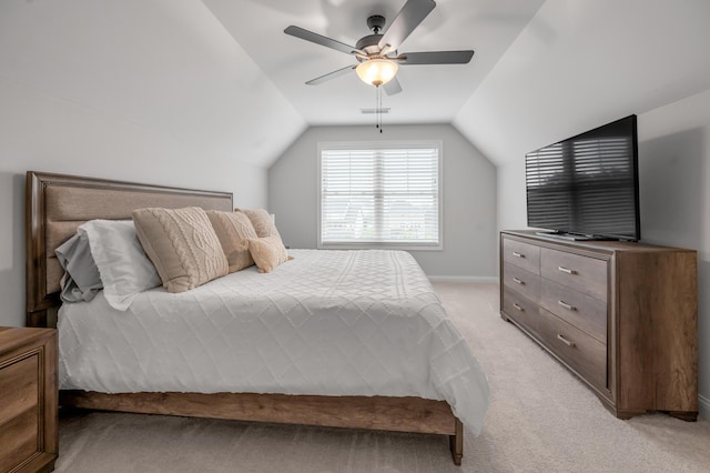 1912 Tidewater Flt, Lexington, KY 40509 - bedroom featuring light carpet, lofted ceiling, and a ceiling fan