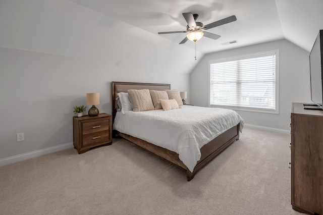1912 Tidewater Flt, Lexington, KY 40509 - bedroom featuring vaulted ceiling, light colored carpet, and ceiling fan