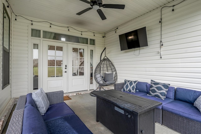 1912 Tidewater Flt, Lexington, KY 40509 - view of patio featuring an outdoor hangout area, a ceiling fan, and french doors