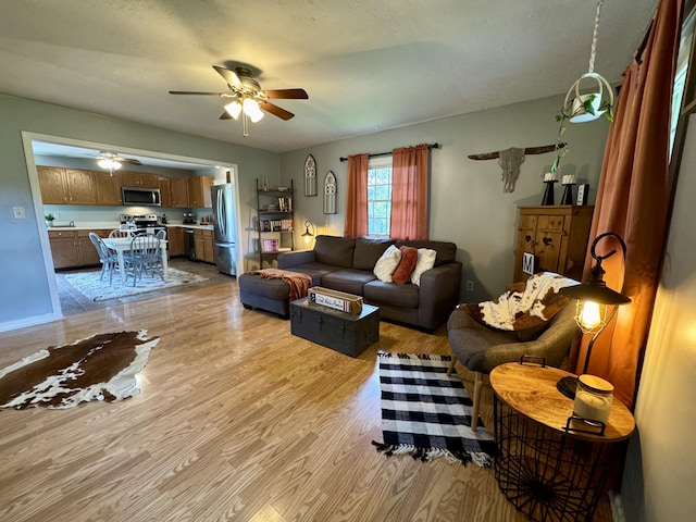 120 Lanetown Rd, Nancy, KY 42544 - living room featuring a ceiling fan and light wood-type flooring