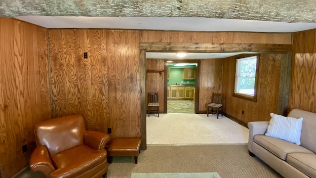 2240 Denny Ridge Rd, Nancy, KY 42544 - sitting room featuring carpet and wooden walls