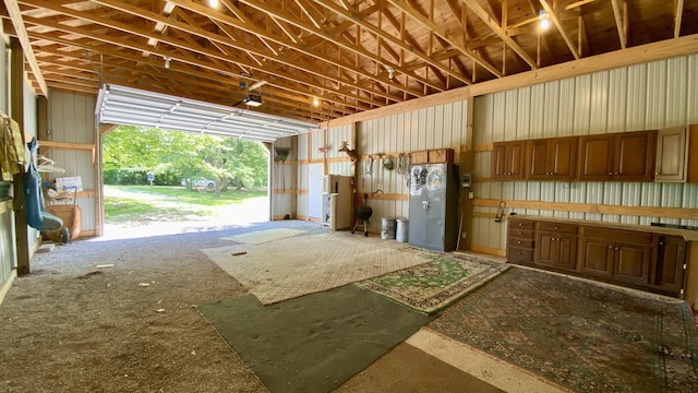 2240 Denny Ridge Rd, Nancy, KY 42544 - garage featuring freestanding refrigerator