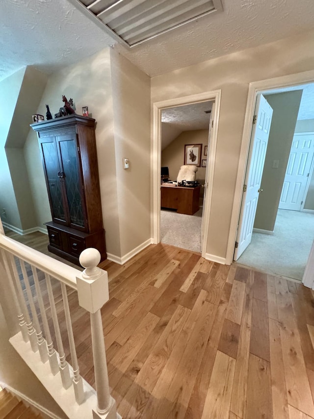 4295 Vince Rd, Nicholasville, KY 40356 - hall with a textured ceiling, light wood finished floors, and lofted ceiling