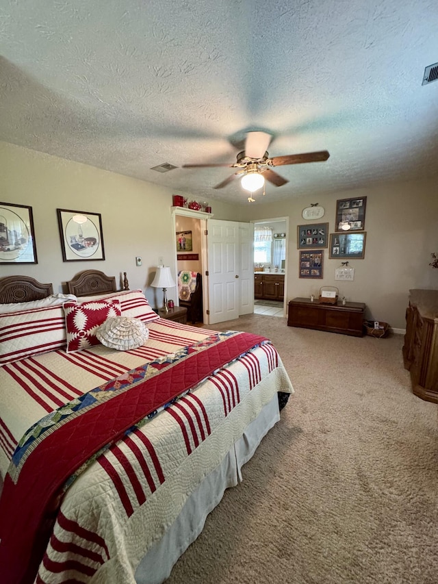 4295 Vince Rd, Nicholasville, KY 40356 - carpeted bedroom with a textured ceiling and ceiling fan