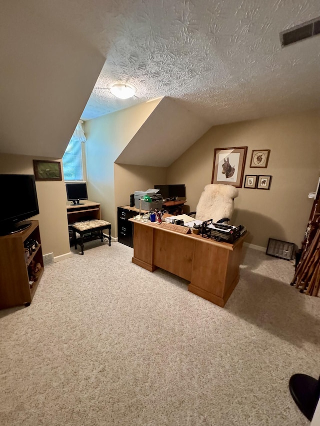 4295 Vince Rd, Nicholasville, KY 40356 - carpeted office with lofted ceiling and a textured ceiling