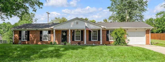 204 Tecumseh Trl, Frankfort, KY 40601 - ranch-style house with brick siding, a garage, driveway, and a porch