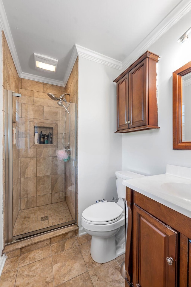 204 Tecumseh Trl, Frankfort, KY 40601 - full bathroom with vanity, a shower stall, and crown molding