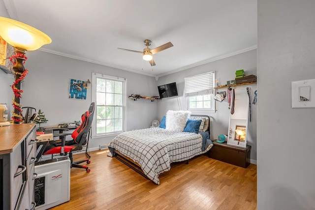 204 Tecumseh Trl, Frankfort, KY 40601 - bedroom with crown molding, light wood finished floors, an office area, and a ceiling fan