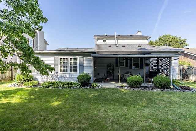 3092 Arrowhead Dr, Lexington, KY 40503 - rear view of property with a patio and a chimney