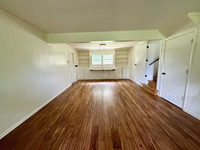 123 Hillandale Dr, Somerset, KY 42501 - empty room with dark wood-type flooring, stairs, and built in features