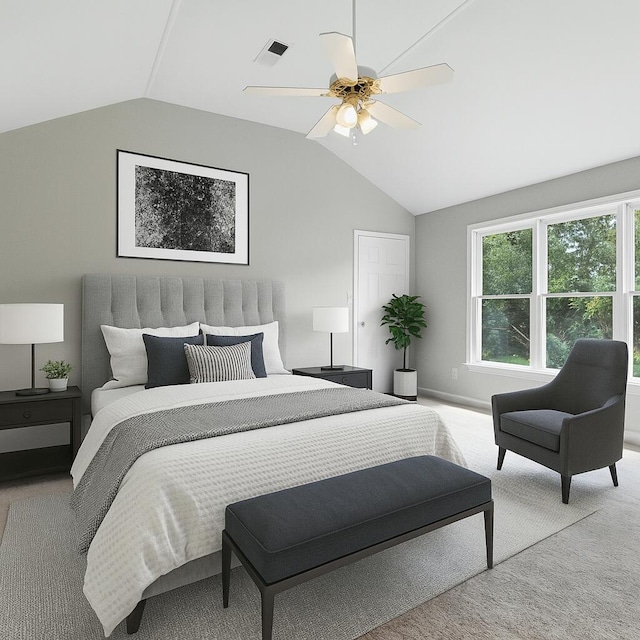 4433 River Ridge Rd, Lexington, KY 40515 - carpeted bedroom featuring vaulted ceiling and ceiling fan