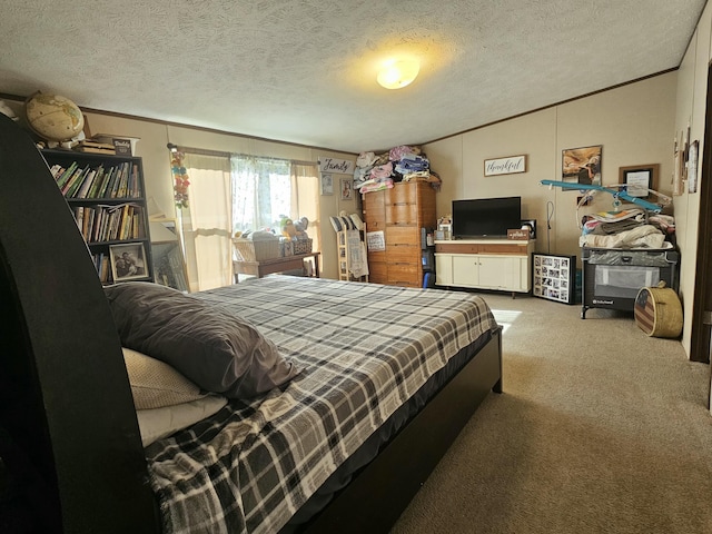 421 Dry Branch Rd, Morehead, KY 40351 - carpeted bedroom featuring a textured ceiling and ornamental molding