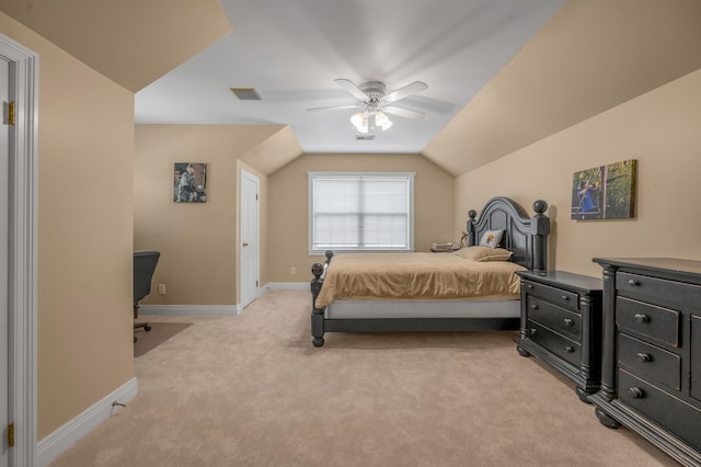 2609 Idlewood Dr, Lexington, KY 40513 - bedroom with light colored carpet, vaulted ceiling, ceiling fan, and an office area