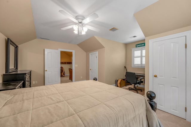 2609 Idlewood Dr, Lexington, KY 40513 - carpeted bedroom featuring lofted ceiling and a ceiling fan