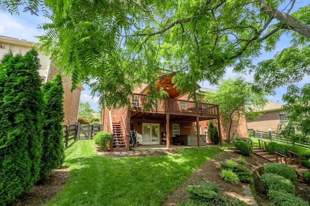 2609 Idlewood Dr, Lexington, KY 40513 - back of property featuring stairway, a wooden deck, a patio, and brick siding