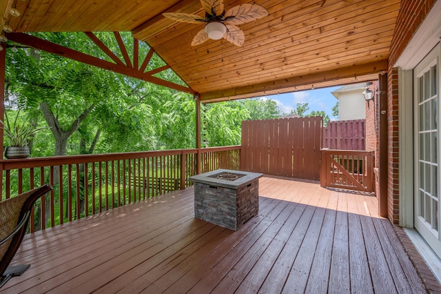 2609 Idlewood Dr, Lexington, KY 40513 - wooden terrace with a fire pit and a ceiling fan