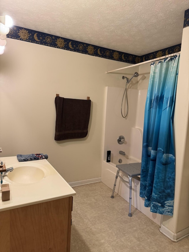 208 Secretariat Dr, Lawrenceburg, KY 40342 - full bathroom featuring shower / tub combo, vanity, a textured ceiling, and tile patterned floors