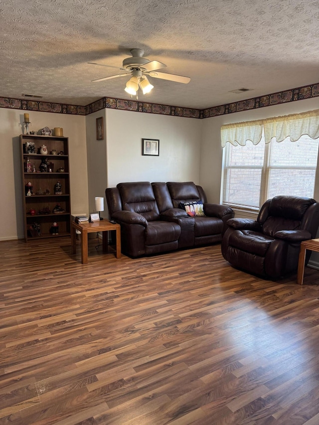 208 Secretariat Dr, Lawrenceburg, KY 40342 - living area with wood finished floors, a textured ceiling, and ceiling fan