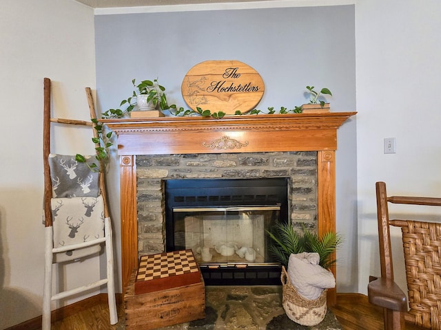 1445 Bastin Creek Rd, Kings Mountain, KY 40442 - detailed view of a stone fireplace and wood finished floors