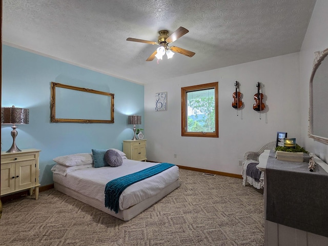 1445 Bastin Creek Rd, Kings Mountain, KY 40442 - bedroom with a textured ceiling, carpet, and a ceiling fan