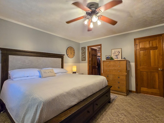 1445 Bastin Creek Rd, Kings Mountain, KY 40442 - bedroom featuring crown molding, light carpet, a ceiling fan, and a walk in closet