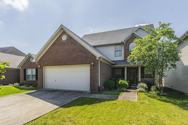 649 Vonbryan Trce, Lexington, KY 40509 - traditional home featuring a garage, brick siding, concrete driveway, and a front lawn
