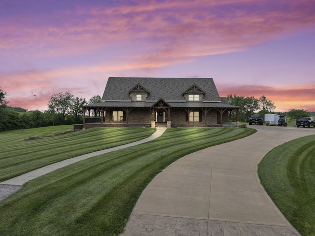 4111 Stanford Rd, Danville, KY 40422 - view of front of house with driveway, a front yard, a porch, and roof with shingles