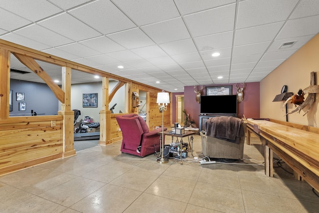 4111 Stanford Rd, Danville, KY 40422 - living room with a paneled ceiling, recessed lighting, and tile patterned flooring