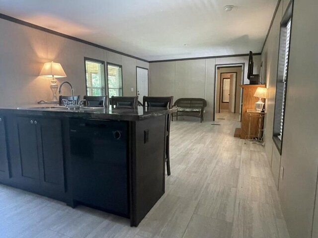 265 Jesse Sears Rd, Somerset, KY 42501 - kitchen with crown molding, black dishwasher, and light wood-style flooring