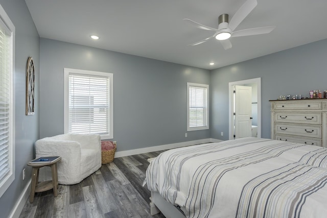 2562 High Bridge Rd, Lancaster, KY 40444 - bedroom featuring dark wood-style flooring, recessed lighting, and a ceiling fan