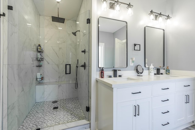 2562 High Bridge Rd, Lancaster, KY 40444 - full bathroom with a marble finish shower and double vanity