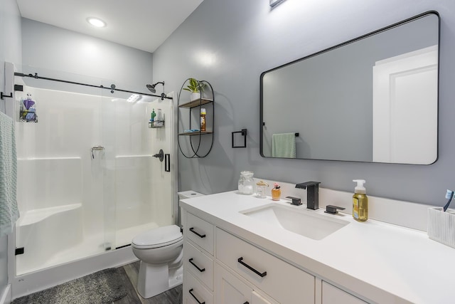 2562 High Bridge Rd, Lancaster, KY 40444 - bathroom with a shower stall, vanity, and wood finished floors