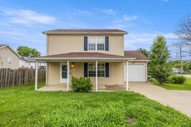 263 Hunter Ridge Dr, Lawrenceburg, KY 40342 - traditional-style house with concrete driveway, a garage, and covered porch