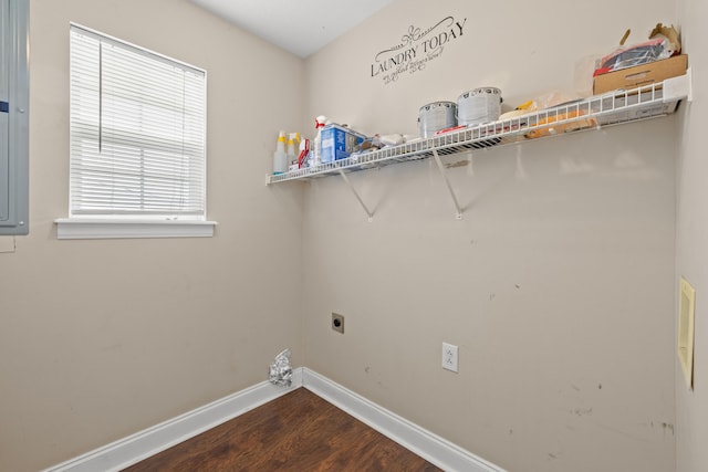 263 Hunter Ridge Dr, Lawrenceburg, KY 40342 - washroom featuring hookup for an electric dryer and wood finished floors