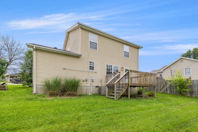 263 Hunter Ridge Dr, Lawrenceburg, KY 40342 - rear view of house with a wooden deck and stairs